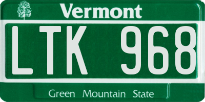 VT license plate LTK968
