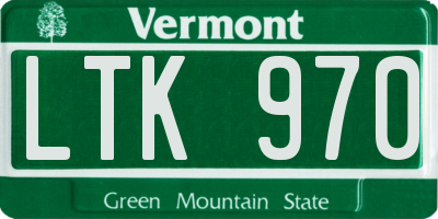 VT license plate LTK970
