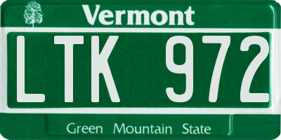 VT license plate LTK972