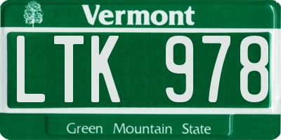 VT license plate LTK978