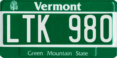 VT license plate LTK980