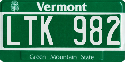VT license plate LTK982