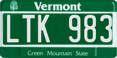 VT license plate LTK983