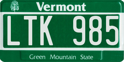 VT license plate LTK985