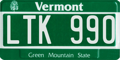 VT license plate LTK990