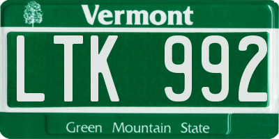 VT license plate LTK992