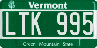 VT license plate LTK995