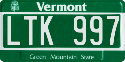 VT license plate LTK997