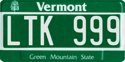 VT license plate LTK999