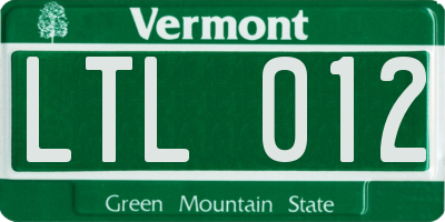 VT license plate LTL012