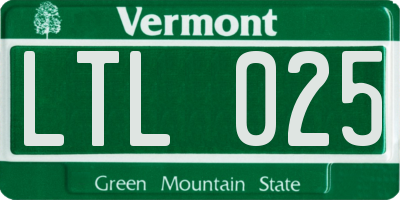 VT license plate LTL025