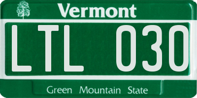VT license plate LTL030