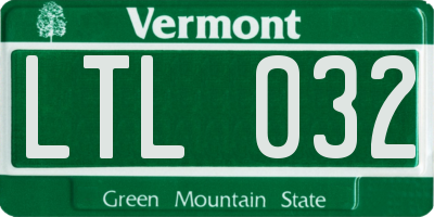 VT license plate LTL032