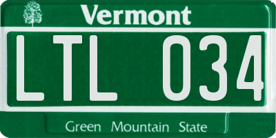VT license plate LTL034