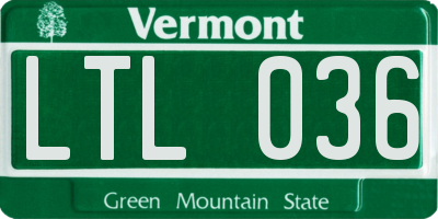 VT license plate LTL036