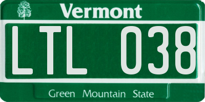 VT license plate LTL038