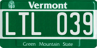 VT license plate LTL039