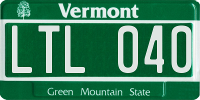 VT license plate LTL040