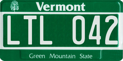 VT license plate LTL042
