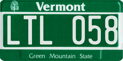 VT license plate LTL058