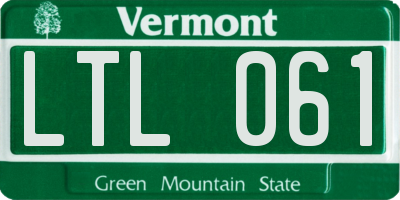 VT license plate LTL061