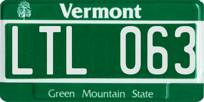 VT license plate LTL063