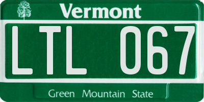 VT license plate LTL067