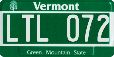 VT license plate LTL072