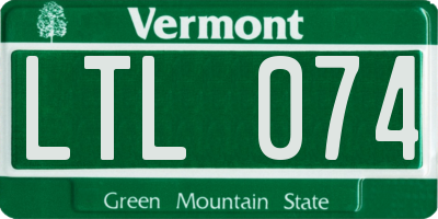VT license plate LTL074