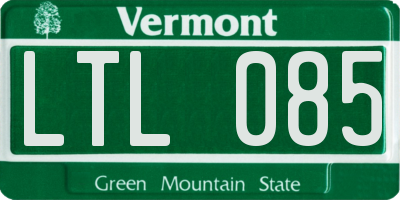 VT license plate LTL085