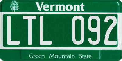 VT license plate LTL092