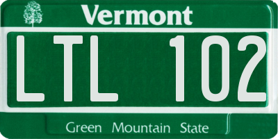 VT license plate LTL102