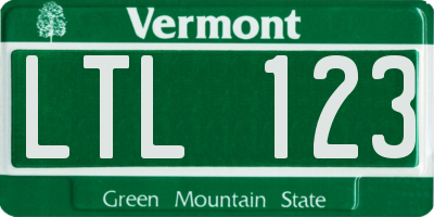 VT license plate LTL123