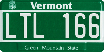 VT license plate LTL166