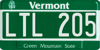 VT license plate LTL205