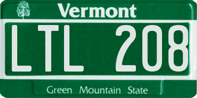 VT license plate LTL208