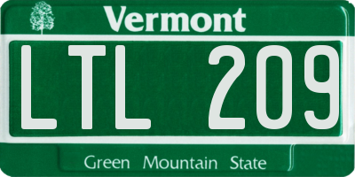VT license plate LTL209