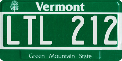 VT license plate LTL212