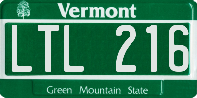 VT license plate LTL216