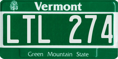 VT license plate LTL274