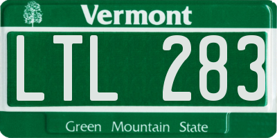 VT license plate LTL283
