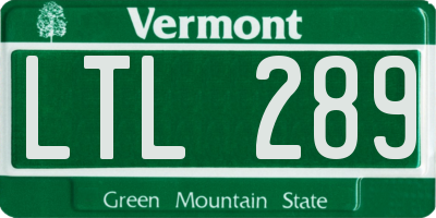 VT license plate LTL289
