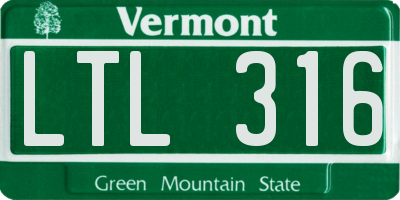 VT license plate LTL316