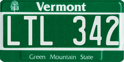 VT license plate LTL342