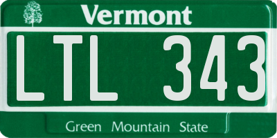 VT license plate LTL343