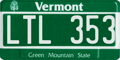 VT license plate LTL353