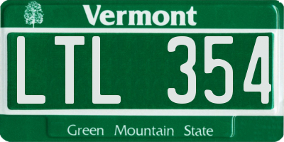 VT license plate LTL354