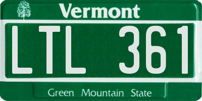 VT license plate LTL361