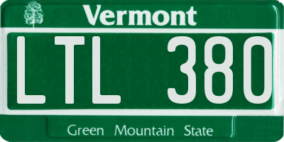 VT license plate LTL380