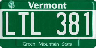 VT license plate LTL381